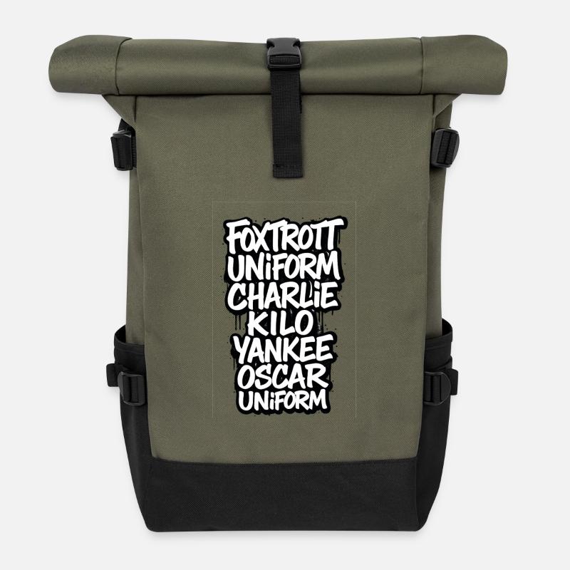 Foxtrott Uniform Charlie Kilo - Rolltop Rucksack - Olive/Schwarz