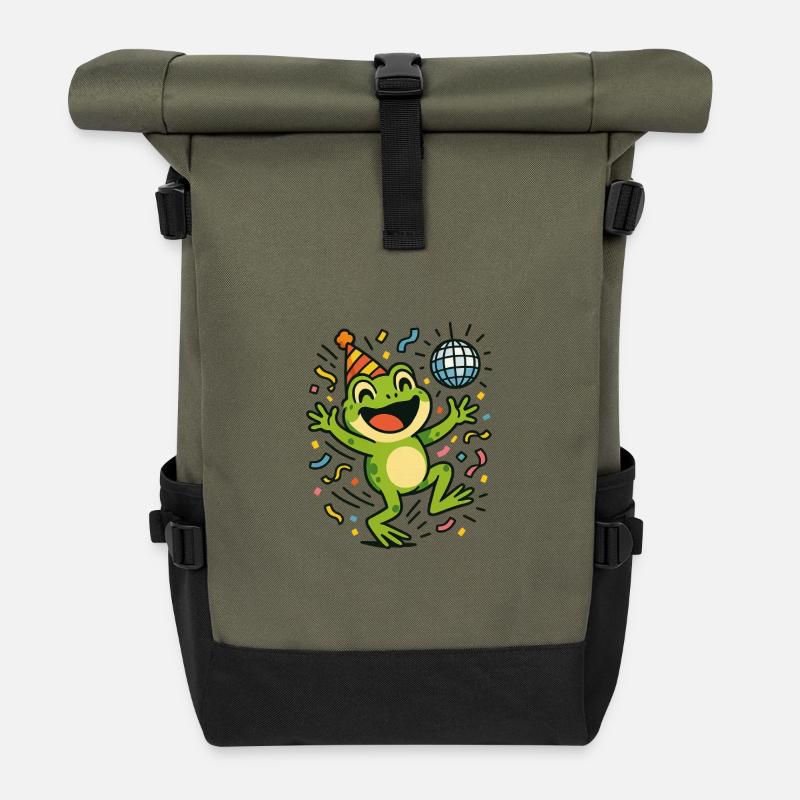 Party-Frosch - Rolltop Rucksack - Olive/Schwarz