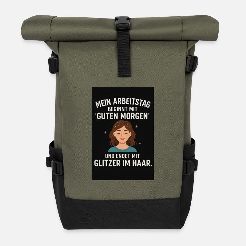 Erzieherin - Rolltop Rucksack - Olive/Schwarz