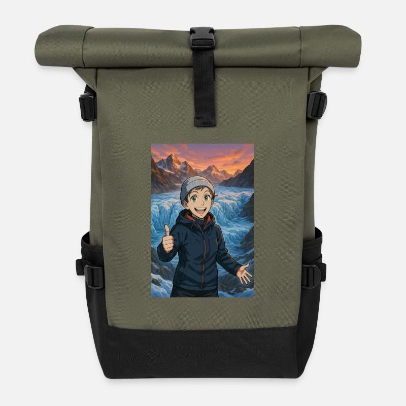 Joyful icy hike - Roll Top Backpack - olive/black