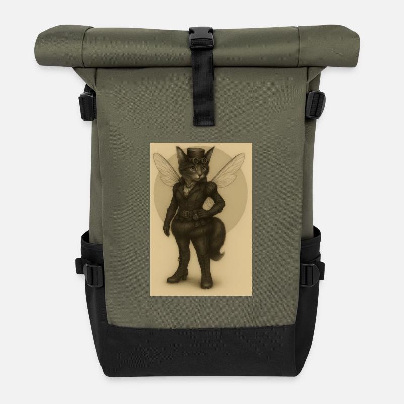 Lady Steamcat - Roll Top Backpack - olive/black