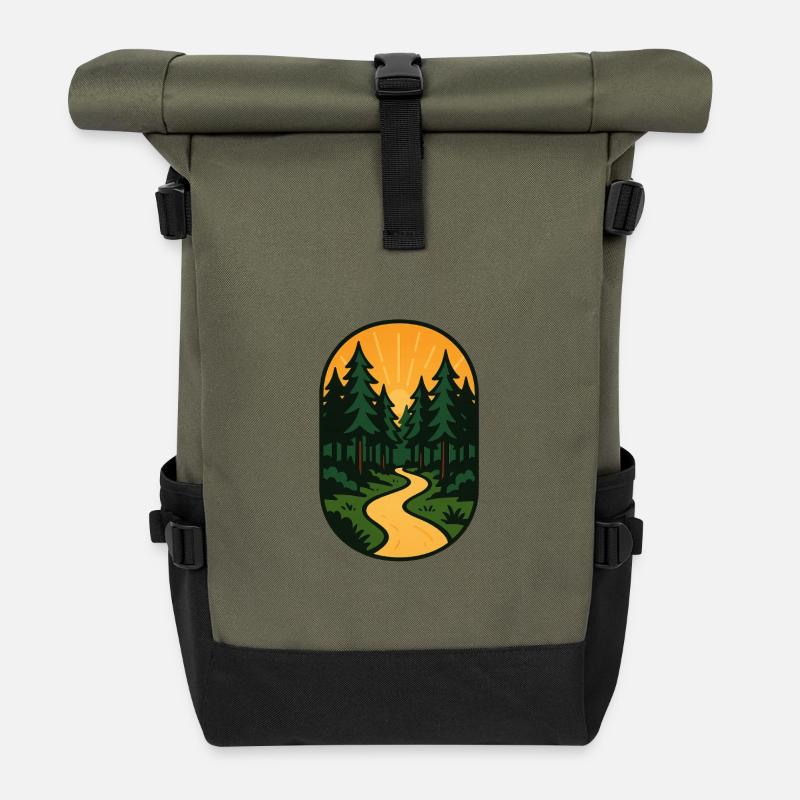 Évasion sur le sentier forestier - Sac à dos roll top - olive/noir