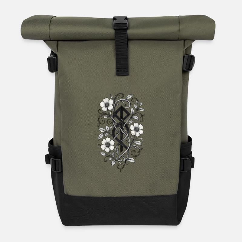 Floral Justice - Roll Top Backpack - olive/black