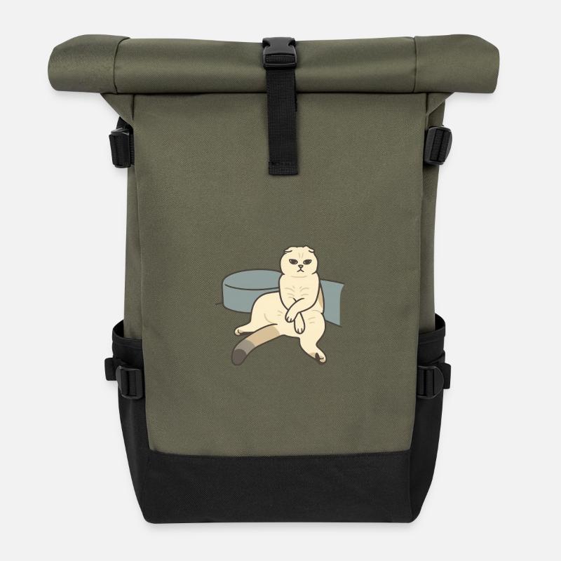 Schottisches Faltenkätzchen beurteilt das Sehvermögen - Rolltop Rucksack - Olive/Schwarz