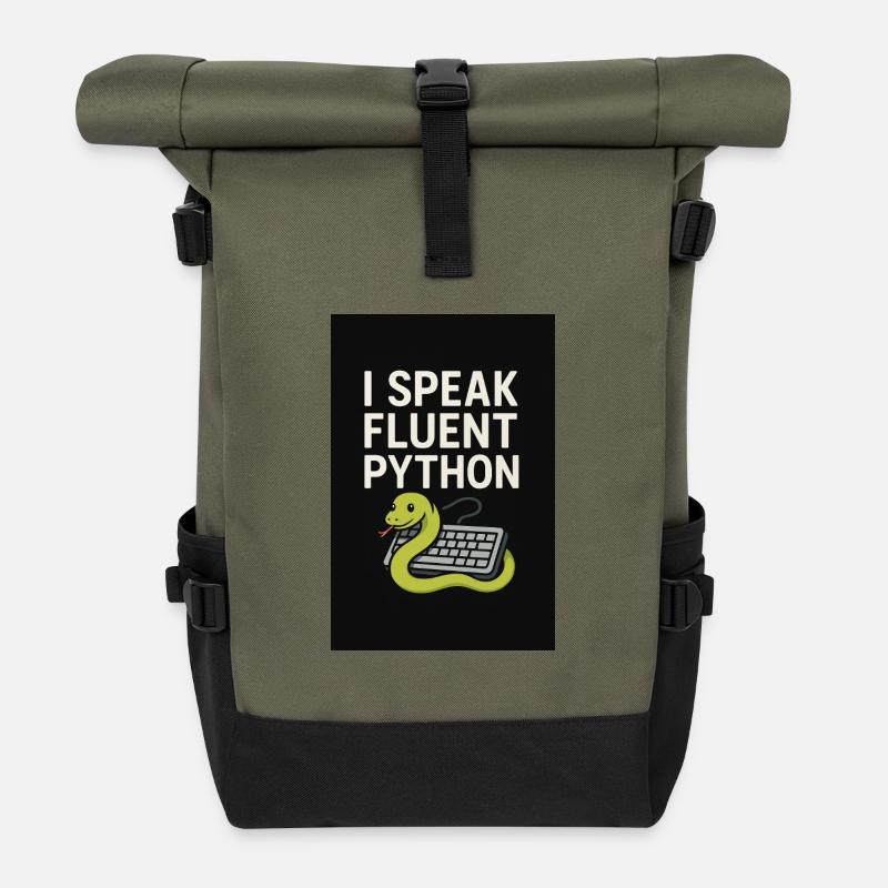 Python-Codierungsschlange - Rolltop Rucksack - Olive/Schwarz