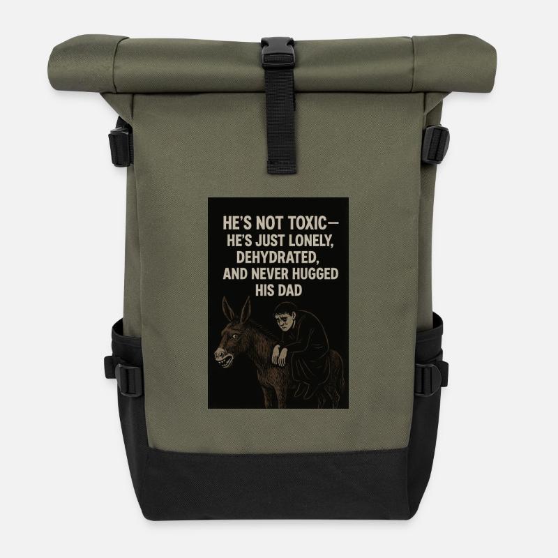 male loneliness - Rolltop Rucksack - Olive/Schwarz