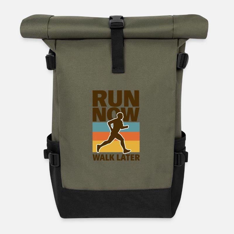 Run Now Walk Later - Rolltop Rucksack - Olive/Schwarz
