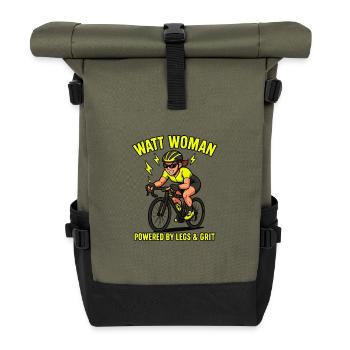 Rennradfahrerin Shirt Watt Woman - Rolltop Rucksack - Olive/Schwarz - Vorne