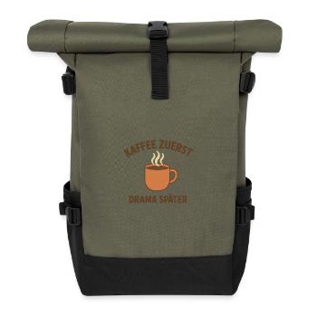 Le café d’abord, le drame ensuite - Sac à dos roll top - olive/noir - Devant
