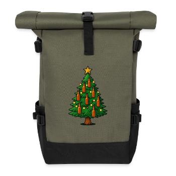 Festliche Bierflaschen Weihnachtsbaum - Rolltop Rucksack - Olive/Schwarz - Vorne