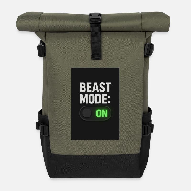 Beast Mod einschalten Schalter Design - Rolltop Rucksack - Olive/Schwarz