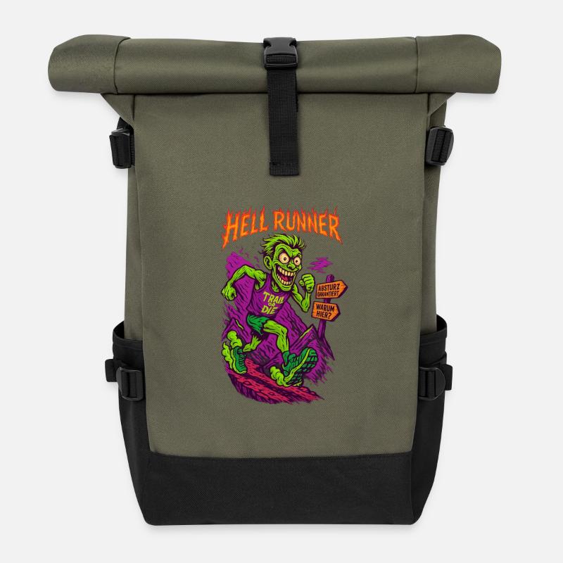 HELL RUNNER  - Rolltop Rucksack - Olive/Schwarz