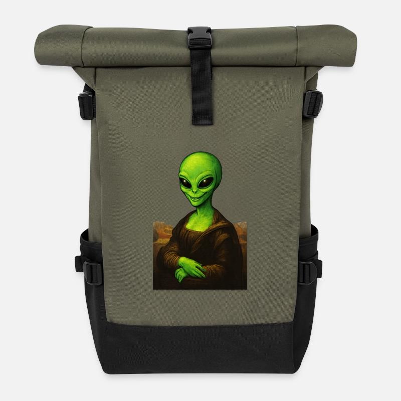 Alionde - Porträt von Außerirdischen im Renaissance-Stil - Rolltop Rucksack - Olive/Schwarz