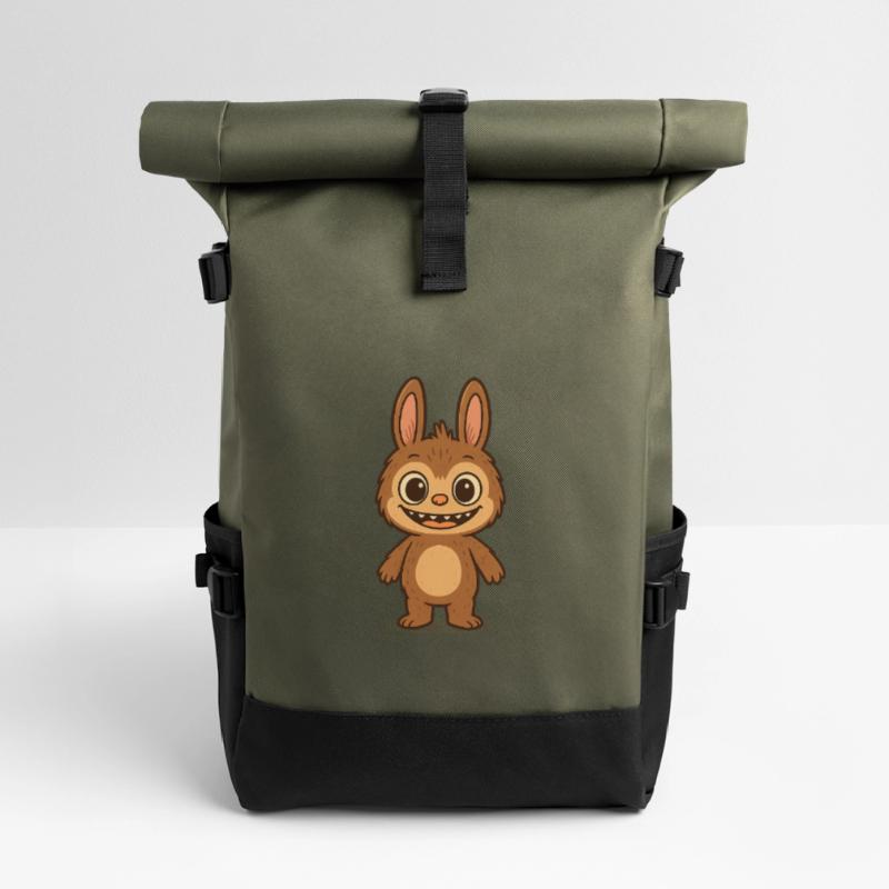 Cute Teddy Bear Rabbit Versatile Pattern Roll Top Backpack