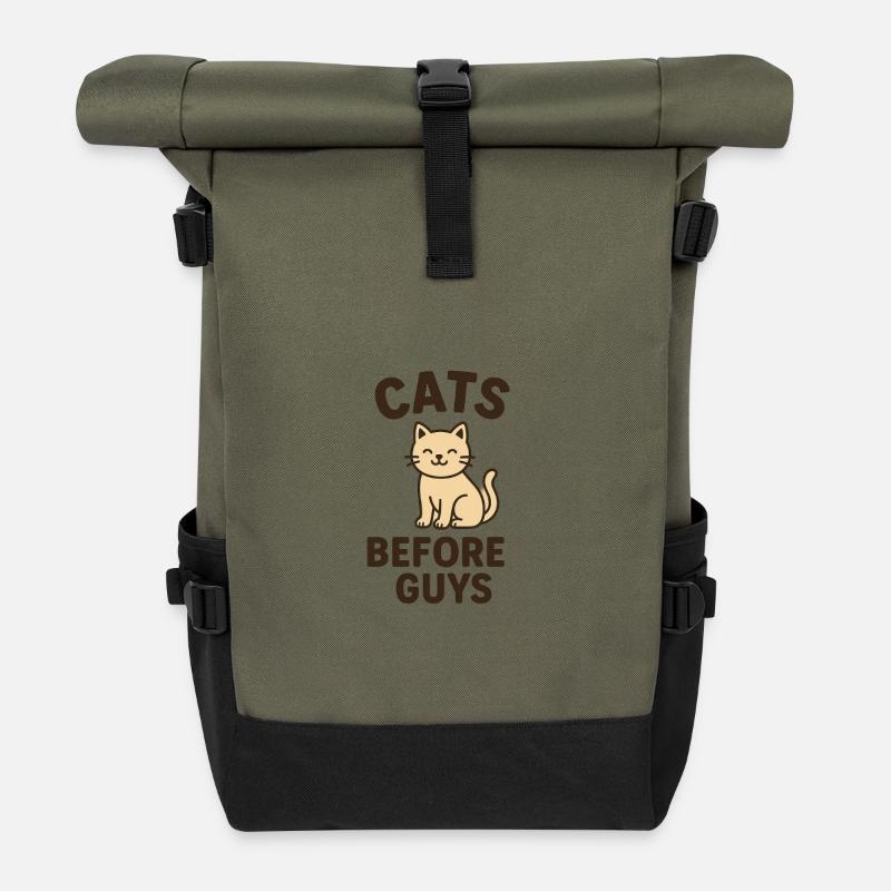 Cats Before Guys - Rolltop Rucksack - Olive/Schwarz