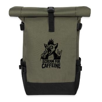 Scream for caffeine - Roll Top Backpack - olive/black - Front