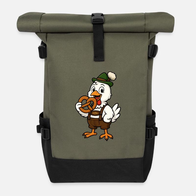 Bavarian duck servant in traditional costume - Roll Top Backpack - olive/black