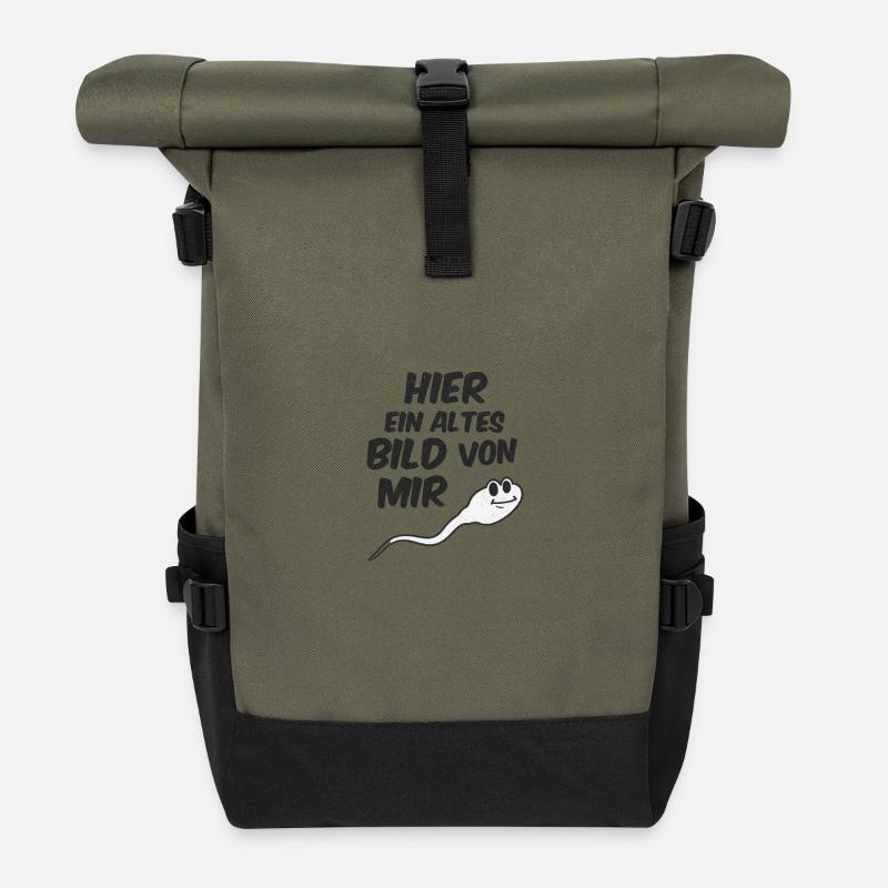 Humorvolles Ghost-Design mit Spruch - Rolltop Rucksack - Olive/Schwarz