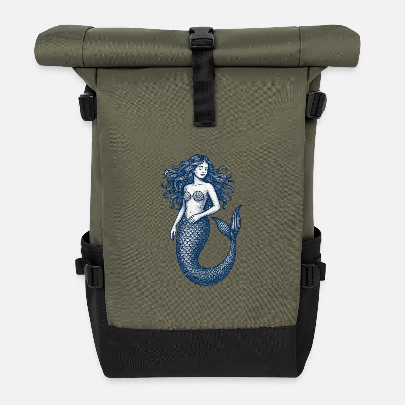 Élégance sirène enchantée - Sac à dos roll top - olive/noir