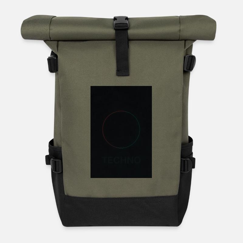 Techno in neon light - Roll Top Backpack - olive/black