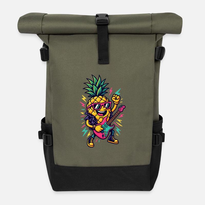 Music Pineapple - Roll Top Backpack - olive/black
