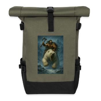 Guerrier Viking sur Ours Polaire – Illustration Fa - Sac à dos roll top - olive/noir - Devant