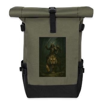 Samouraï et Tigre Guerrier – Art Épique - Sac à dos roll top - olive/noir - Devant