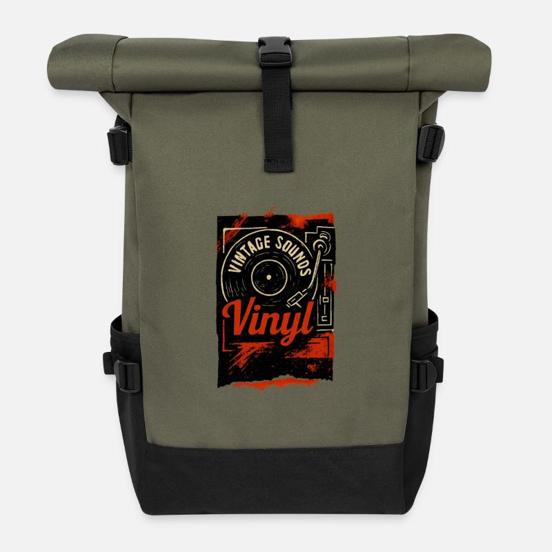 Platine vinyle Groove Retro - Sac à dos roll top - olive/noir