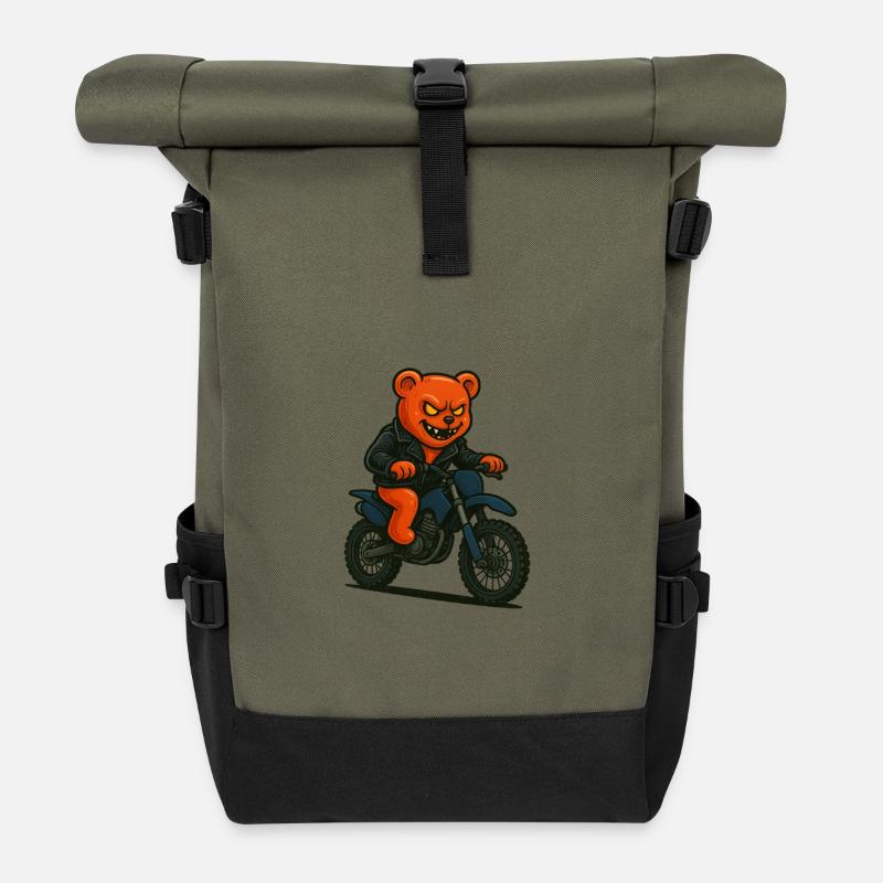 Gummibärchen-Reiter - Rolltop Rucksack - Olive/Schwarz