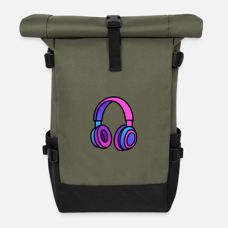 Illustration de casque dégradé de néon - Sac à dos roll top - olive/noir