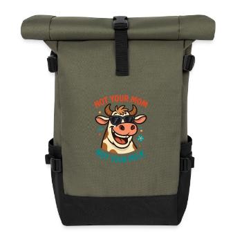 Vache avec des lunettes de soleil – Pas ton lait - Sac à dos roll top - olive/noir - Devant