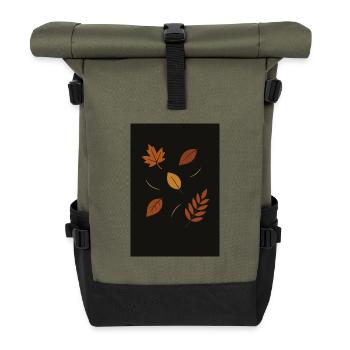 Herbstlaub auf dunklem Hintergrund - Rolltop Rucksack - Olive/Schwarz - Vorne