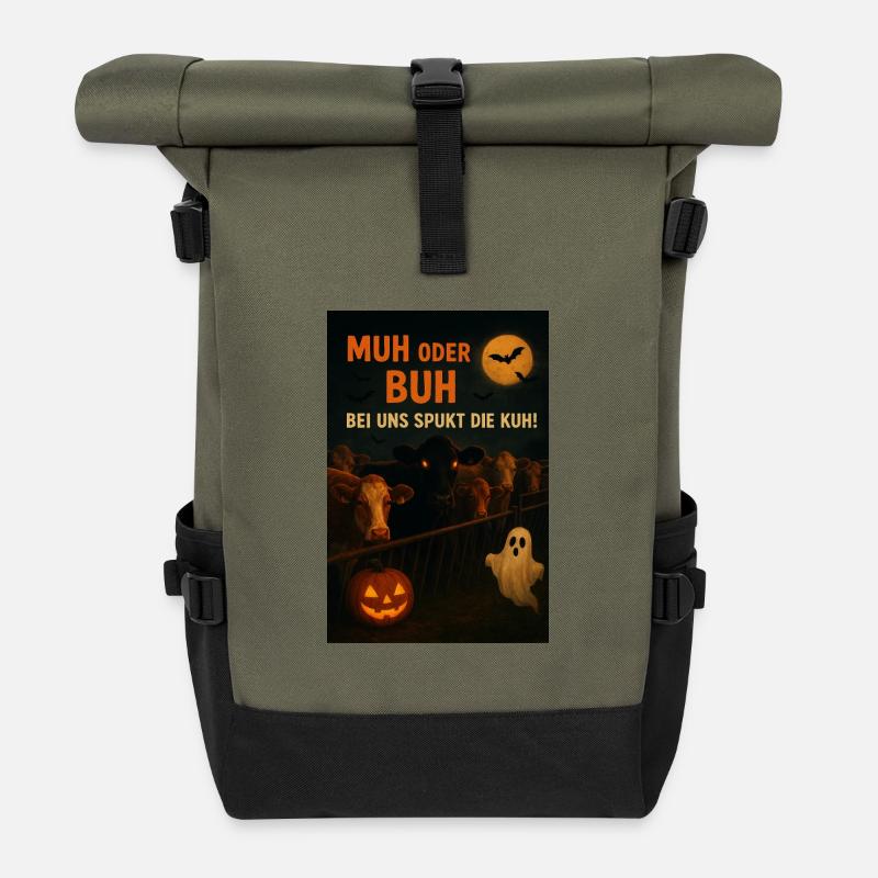 Kuhwitz Halloween Kuhspektakel - Rolltop Rucksack - Olive/Schwarz