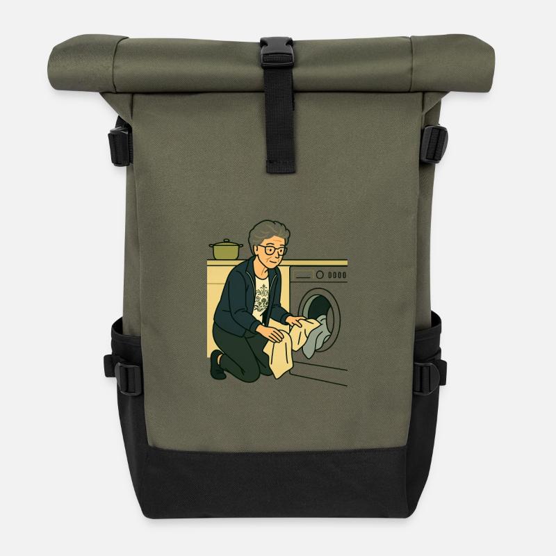 Mamie Karin - Sac à dos roll top - olive/noir