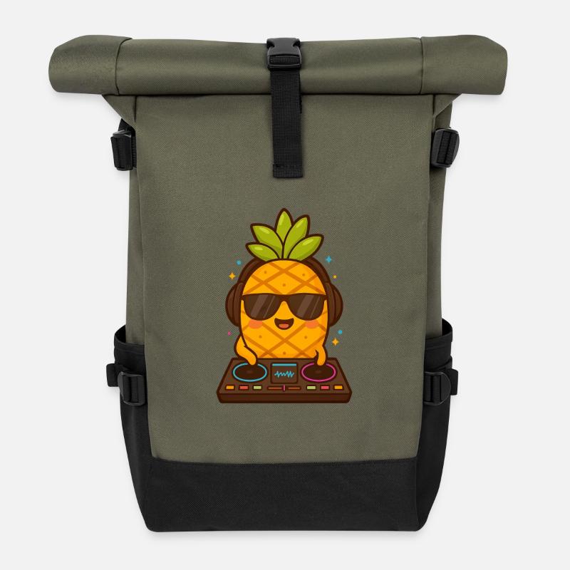 DJ ananas avec lunettes de soleil - Sac à dos roll top - olive/noir
