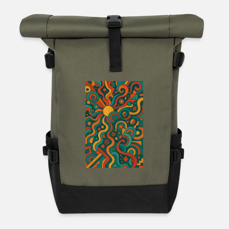 couleurs abstraites - Sac à dos roll top - olive/noir