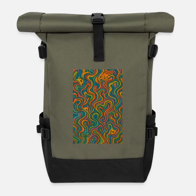 Couleurs Chats - Sac à dos roll top - olive/noir