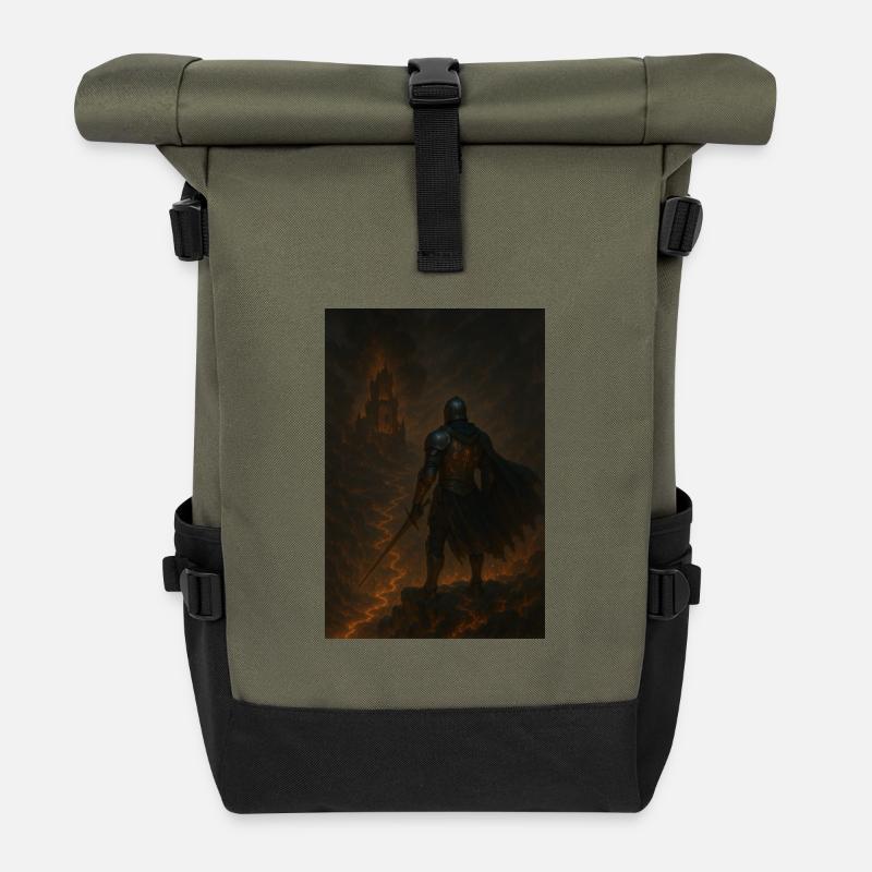 Lavaritter im Inferno - Rolltop Rucksack - Olive/Schwarz