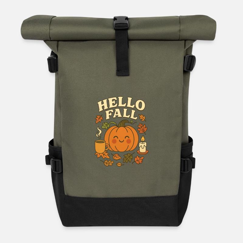 Cute_hello_fall - Rolltop Rucksack - Olive/Schwarz