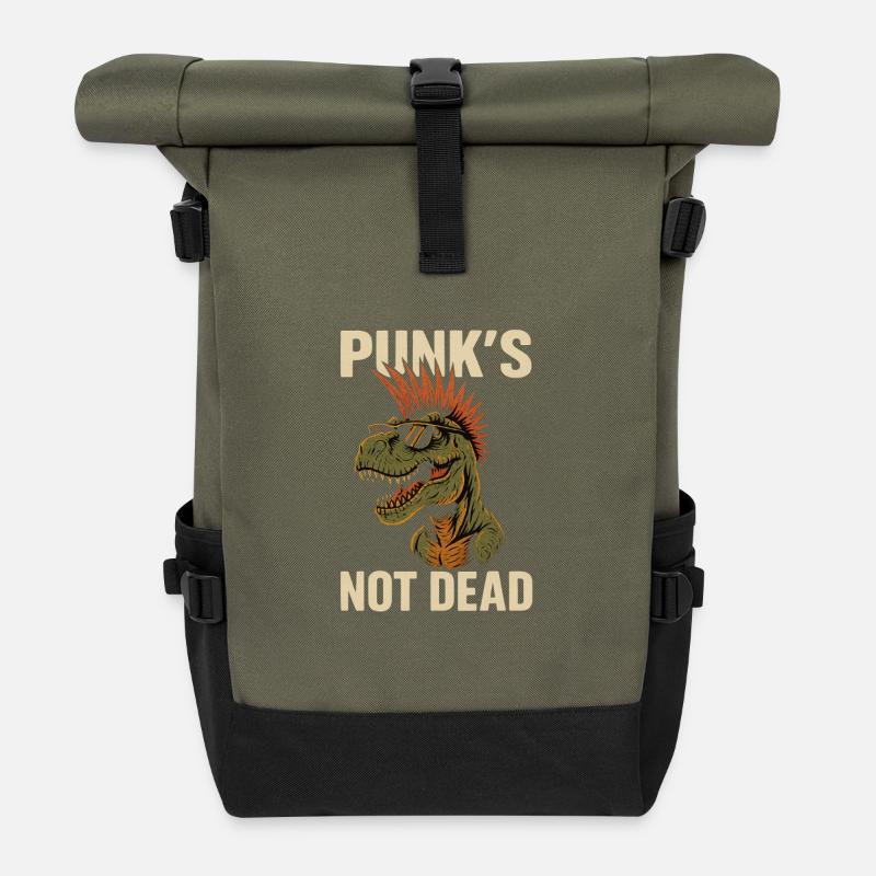 Punk T-Rex - Rolltop Rucksack - Olive/Schwarz