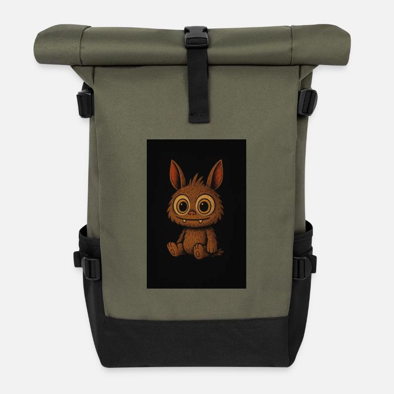 “Happy Little Beast” - Rolltop Rucksack - Olive/Schwarz