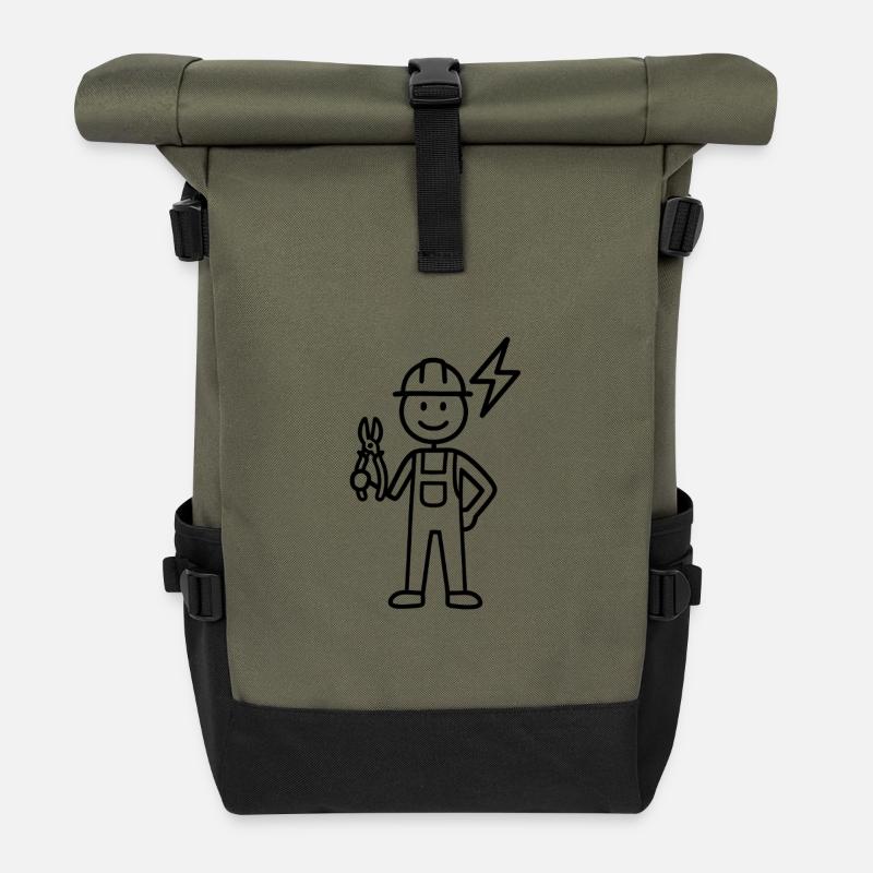 Figurine de bâton d’électricien - Sac à dos roll top - olive/noir
