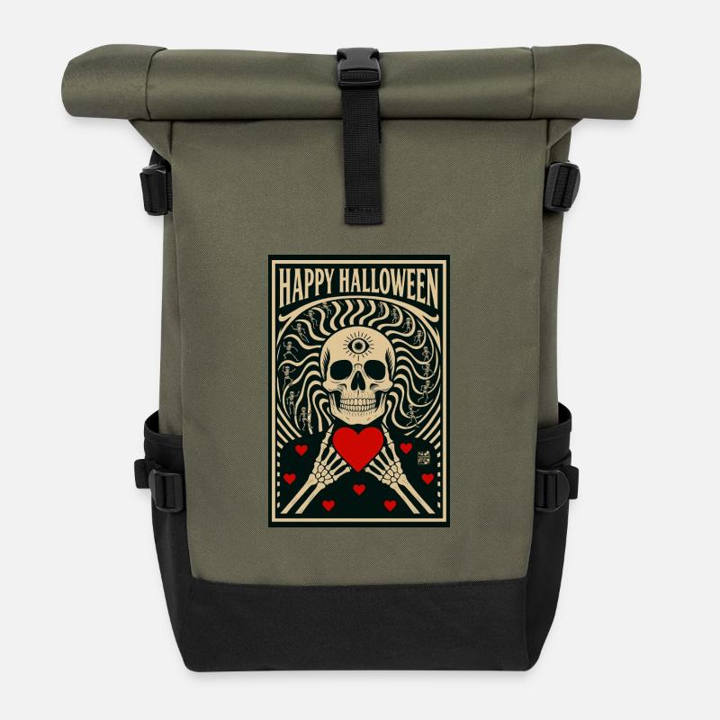 la_mort_vous_va_si_bien - Rolltop Rucksack - Olive/Schwarz