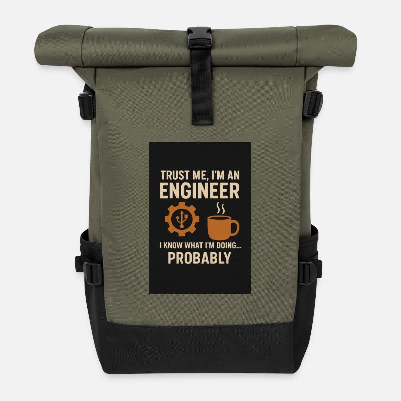 Vertraue mir, ich bin Ingenieur - Rolltop Rucksack - Olive/Schwarz