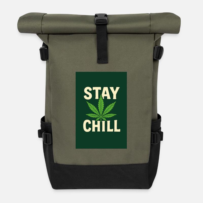 Stay Chill Feuille de Cannabis - Sac à dos roll top - olive/noir
