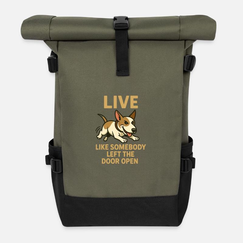 Live Like Door Open Dog - Roll Top Backpack - olive/black