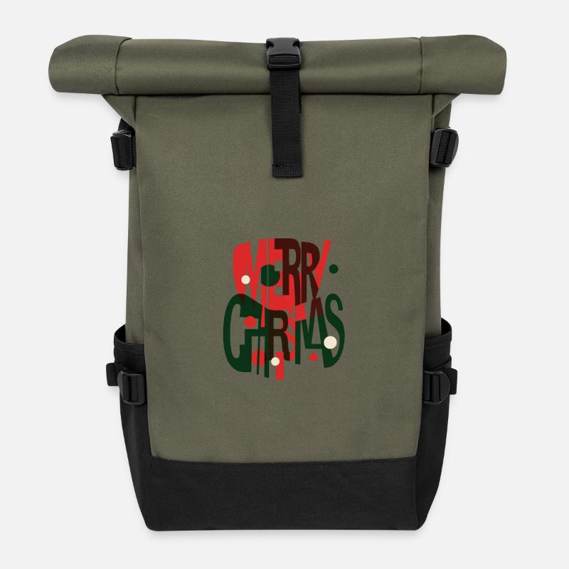 Merry Christmas – Futuristic Xmas Design - Roll Top Backpack - olive/black