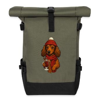 Winter warmth dog with drink - Roll Top Backpack - olive/black - Front