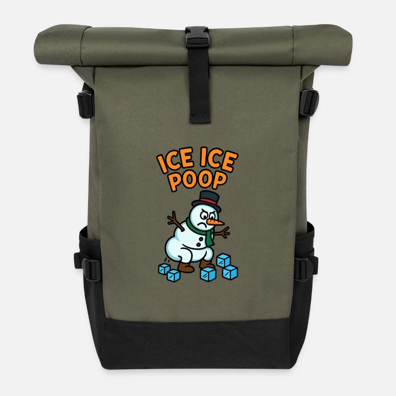 schneemann eiswürfel kinder witzig pups - Sac à dos roll top - olive/noir
