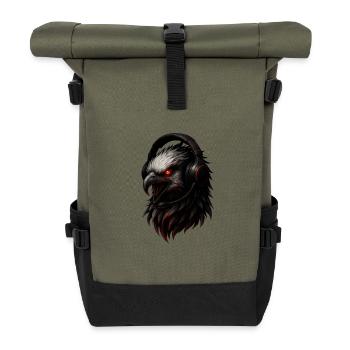 Eagle with Gaming Headset - Roll Top Backpack - olive/black - Front